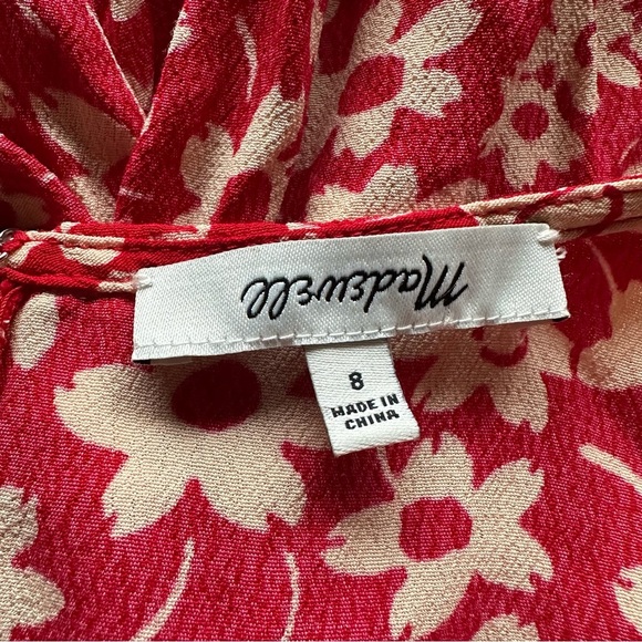 New Madewell Wrap Front Floral Romper Daisy Red Sz 8 - Picture 4 of 8